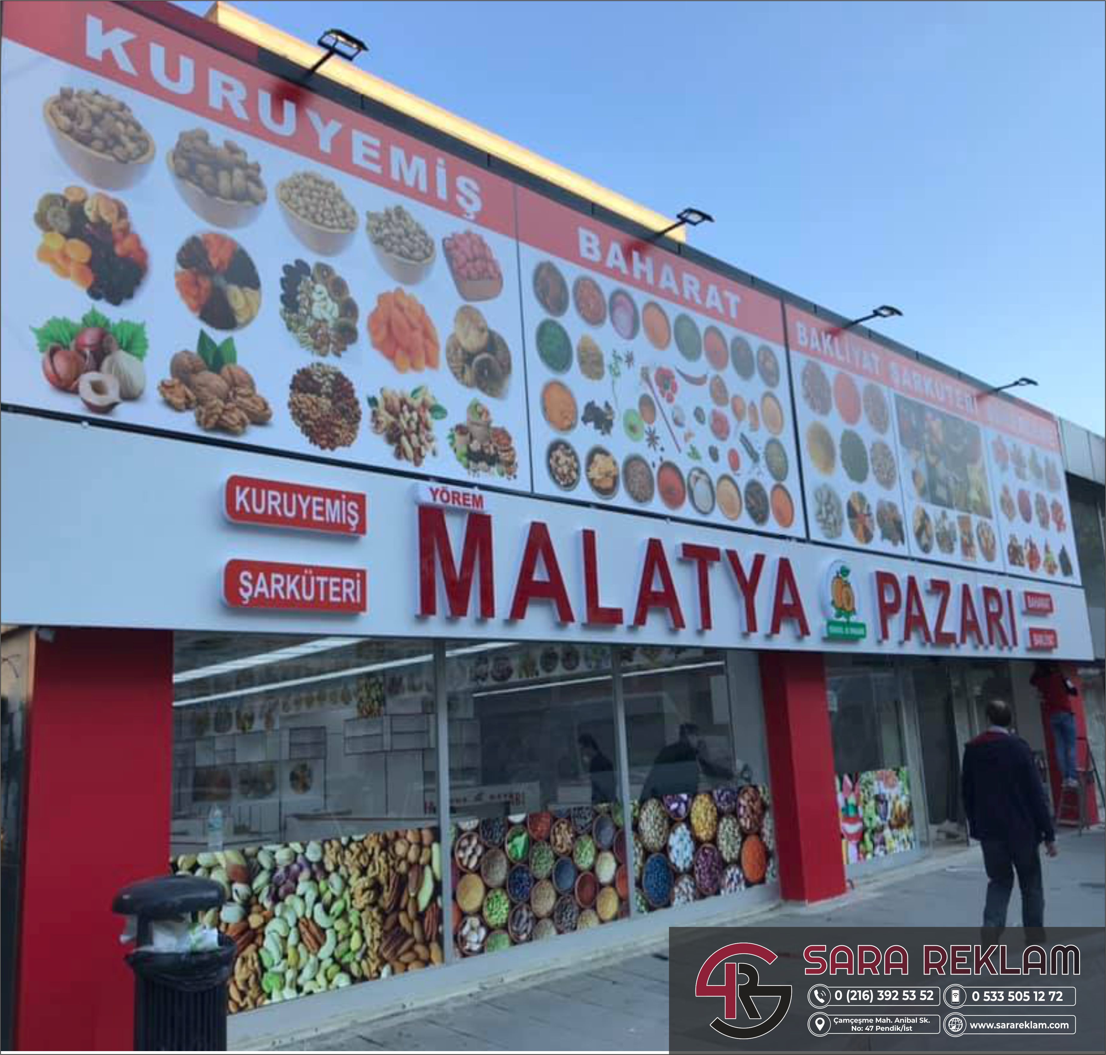  ışıklı harf ve vinil germe tabela